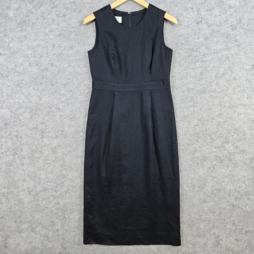 Talbots Petites Women's Size 2P Black‎ Linen Sleeveless Sheath Dress Career Work